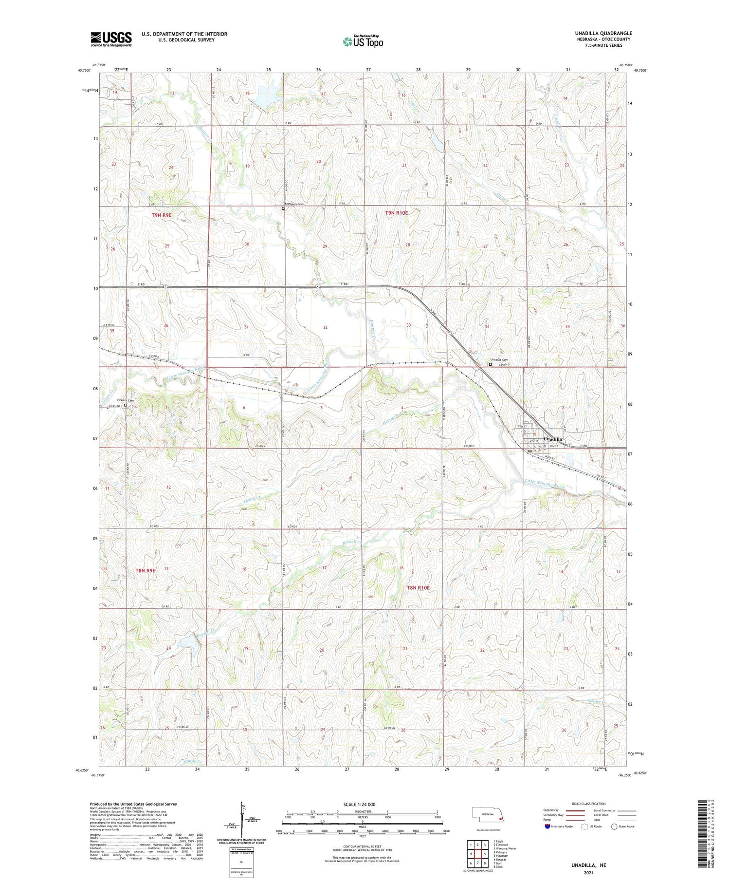 Unadilla Nebraska US Topo Map Image