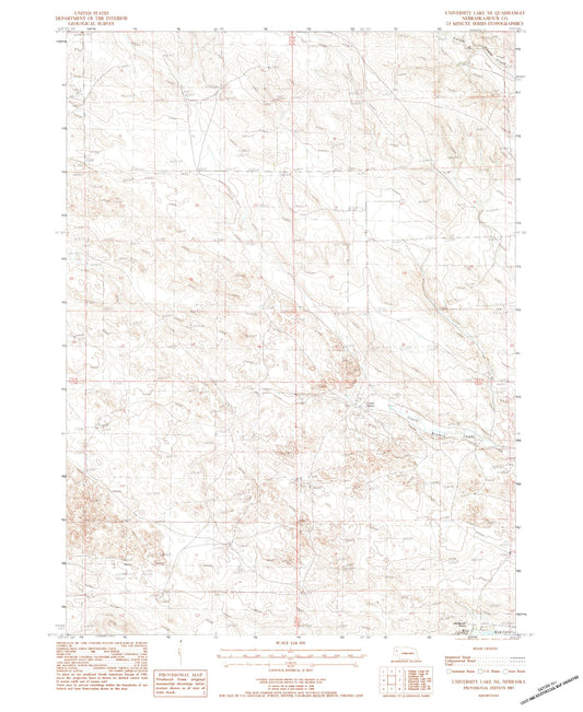 Classic USGS University Lake NE Nebraska 7.5'x7.5' Topo Map Image