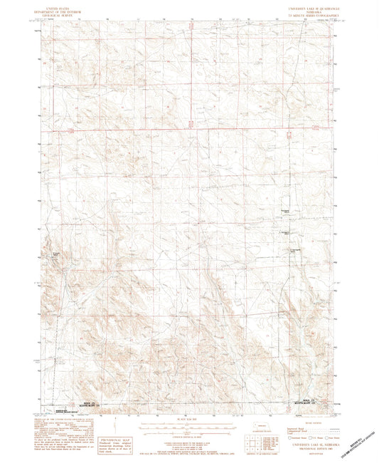 Classic USGS University Lake SE Nebraska 7.5'x7.5' Topo Map Image