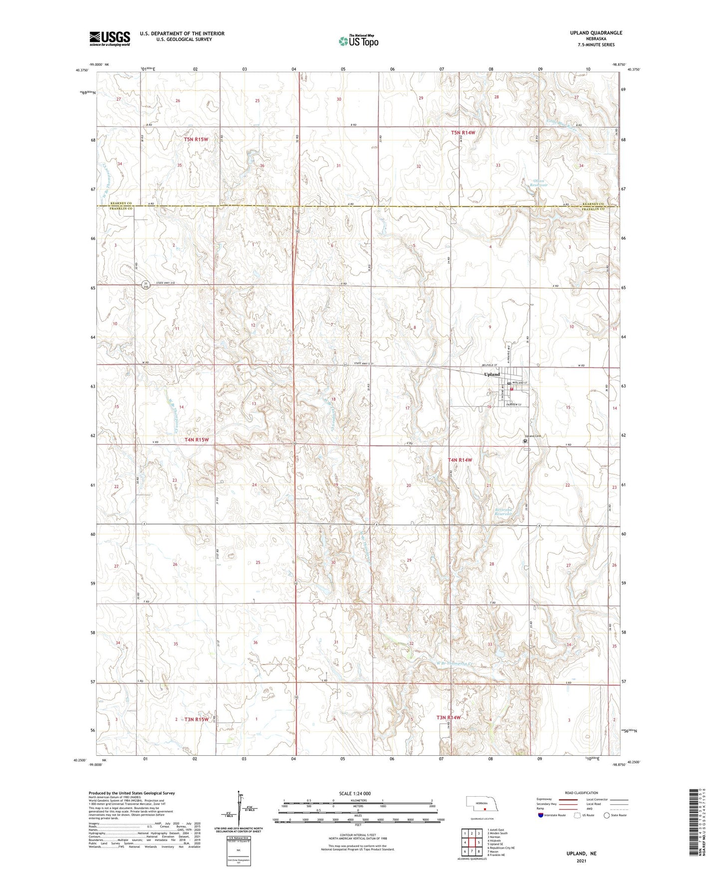 Upland Nebraska US Topo Map Image