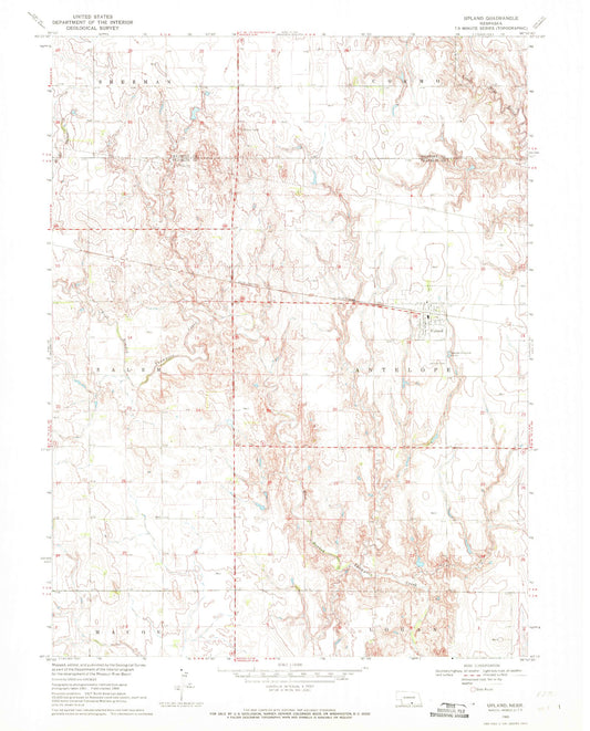 Classic USGS Upland Nebraska 7.5'x7.5' Topo Map Image