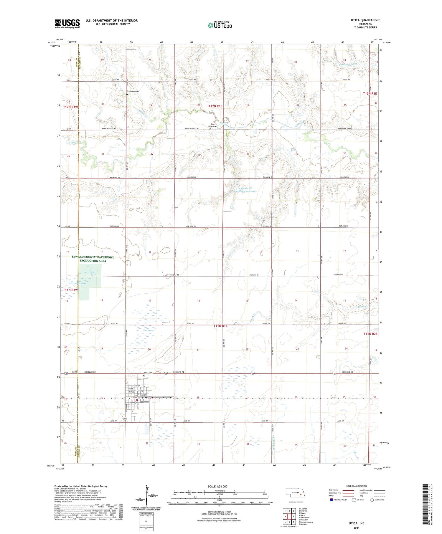 Utica Nebraska US Topo Map Image