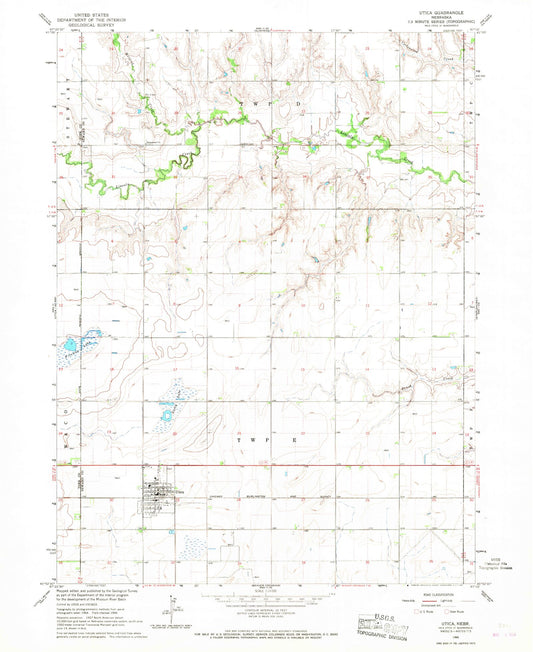 Classic USGS Utica Nebraska 7.5'x7.5' Topo Map Image