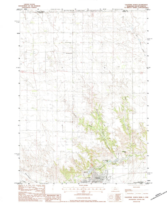 Classic USGS Valentine North Nebraska 7.5'x7.5' Topo Map Image