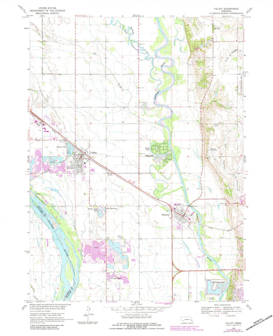 Classic USGS Valley Nebraska 7.5'x7.5' Topo Map Image