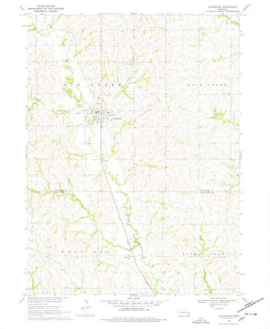 Classic USGS Valparaiso Nebraska 7.5'x7.5' Topo Map Image