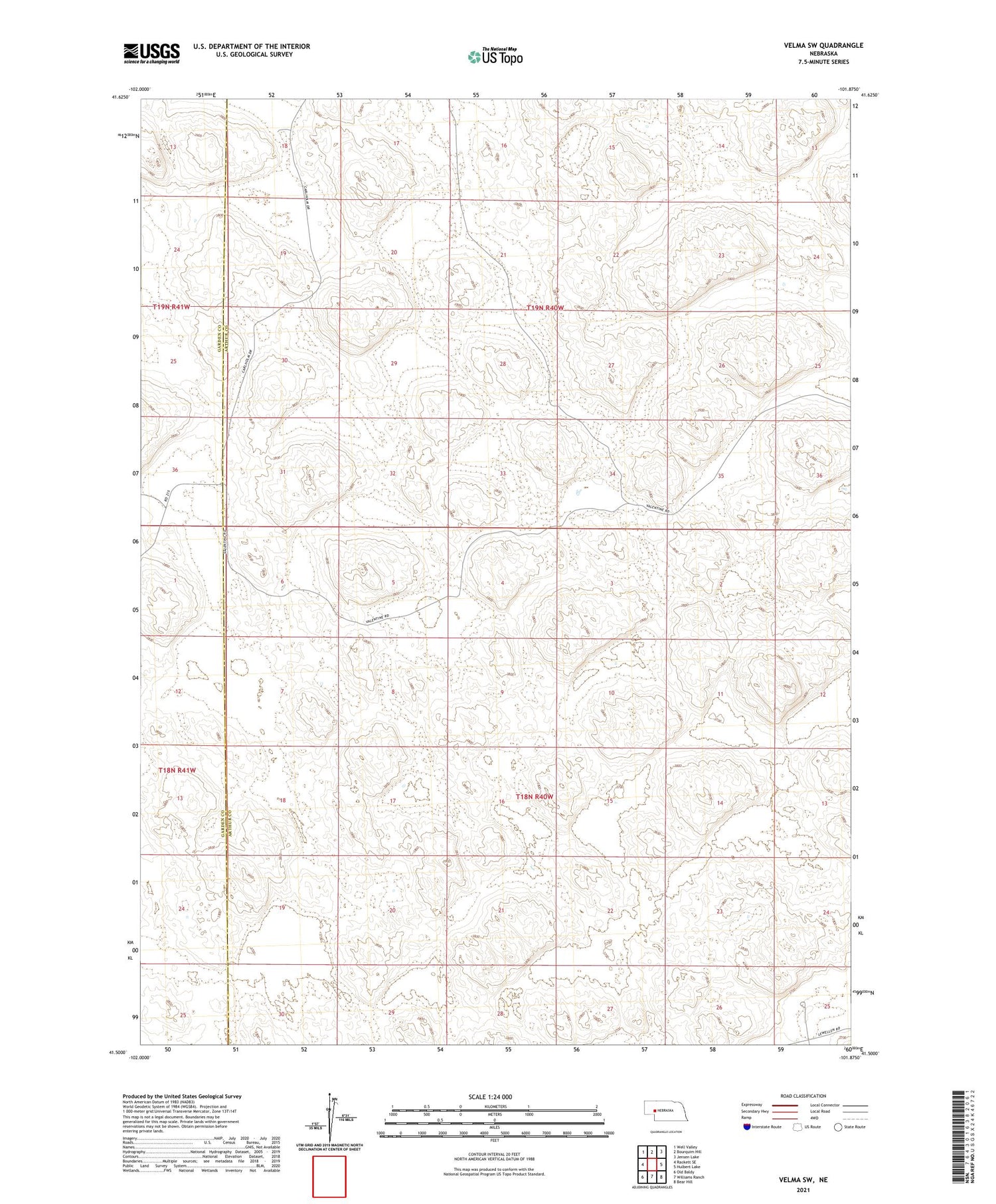 Velma SW Nebraska US Topo Map Image
