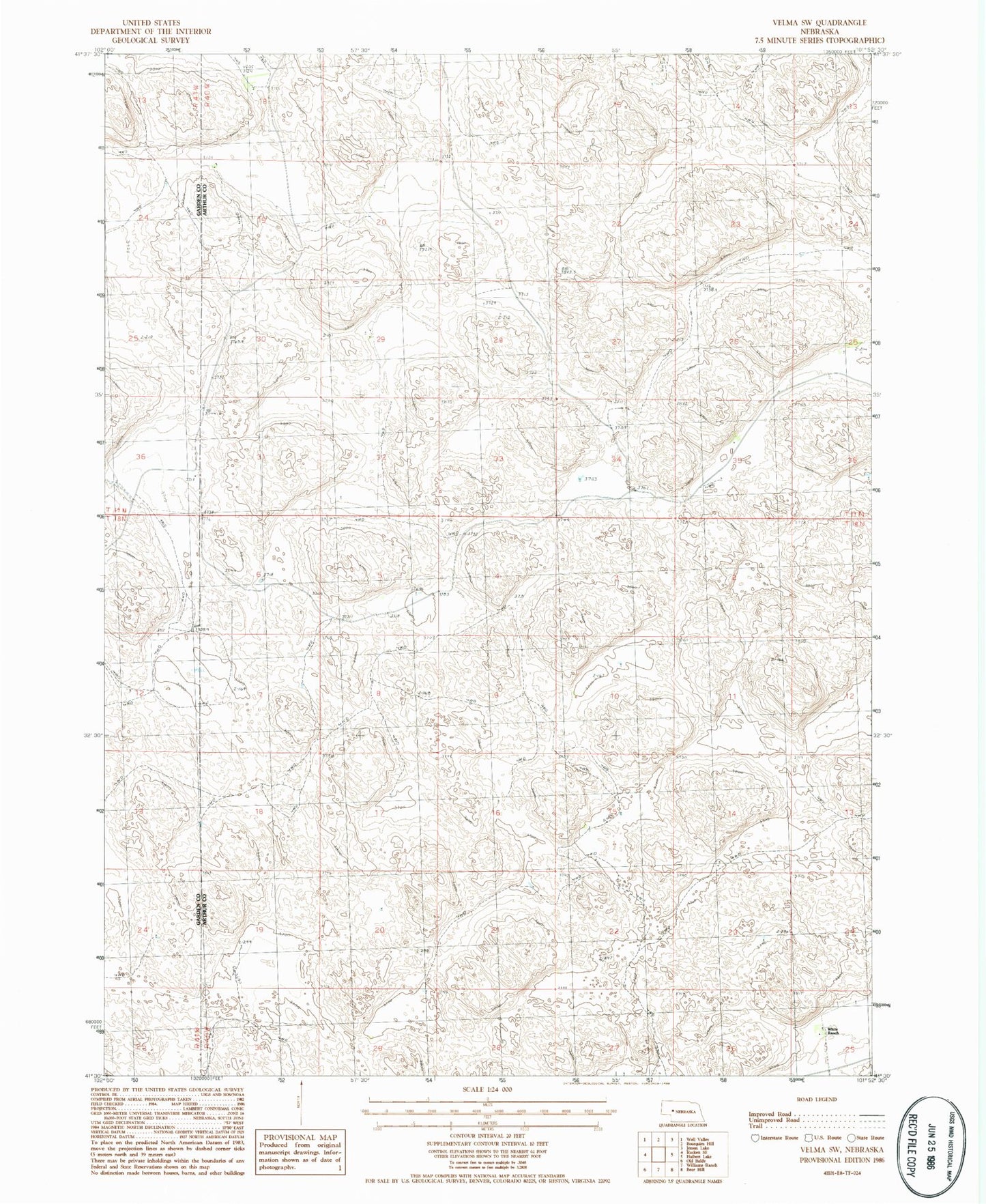 Classic USGS Velma SW Nebraska 7.5'x7.5' Topo Map Image