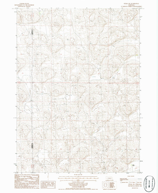 Classic USGS Velma SW Nebraska 7.5'x7.5' Topo Map Image