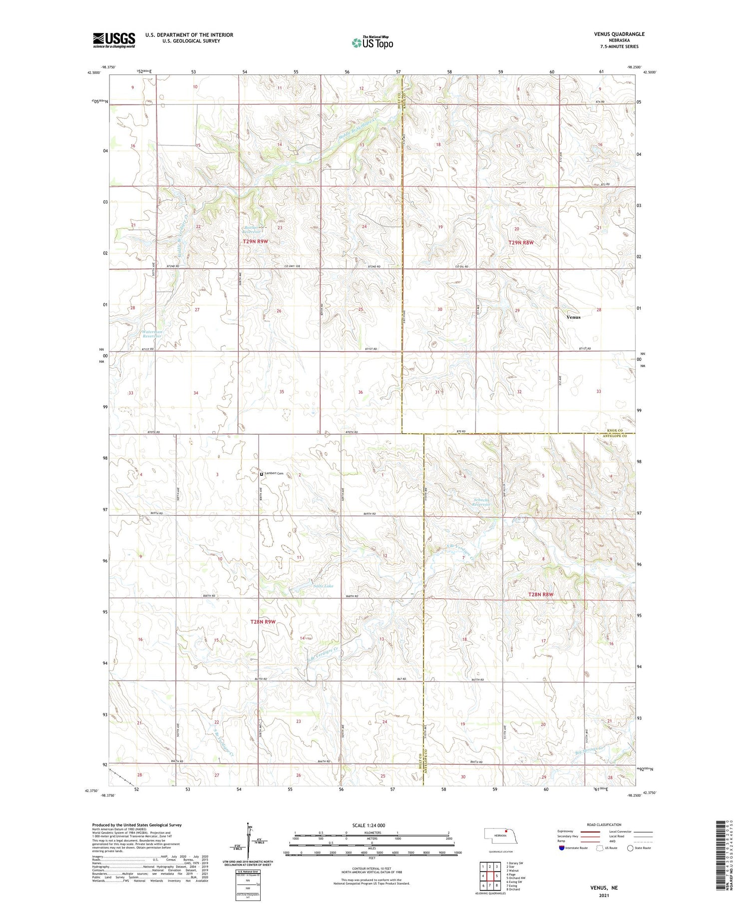 Venus Nebraska US Topo Map Image