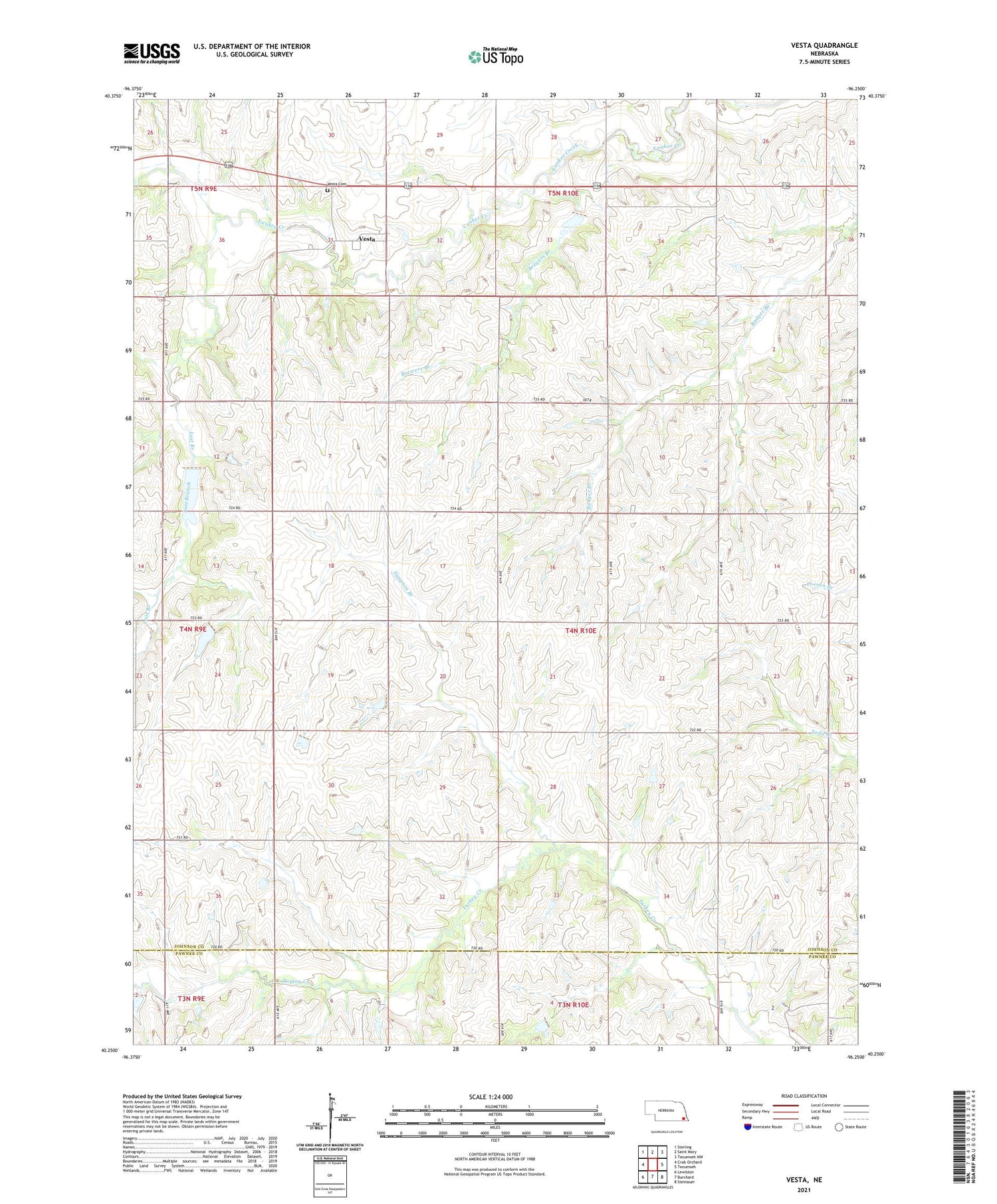 Vesta Nebraska US Topo Map Image