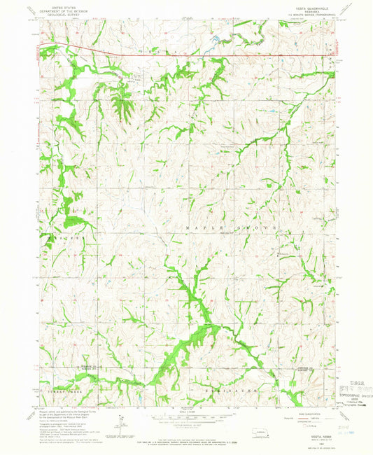 Classic USGS Vesta Nebraska 7.5'x7.5' Topo Map Image