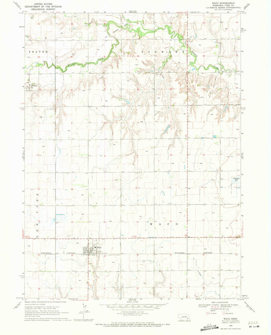 Classic USGS Waco Nebraska 7.5'x7.5' Topo Map Image