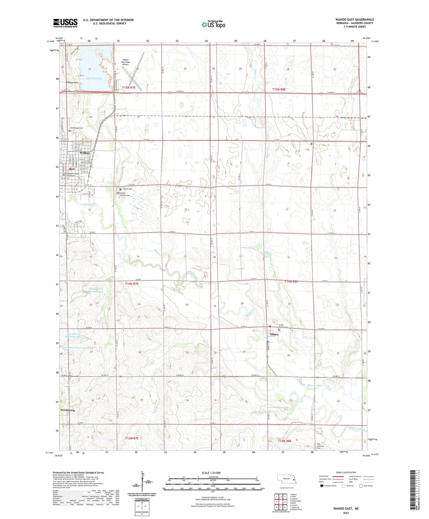 Wahoo East Nebraska US Topo Map Image