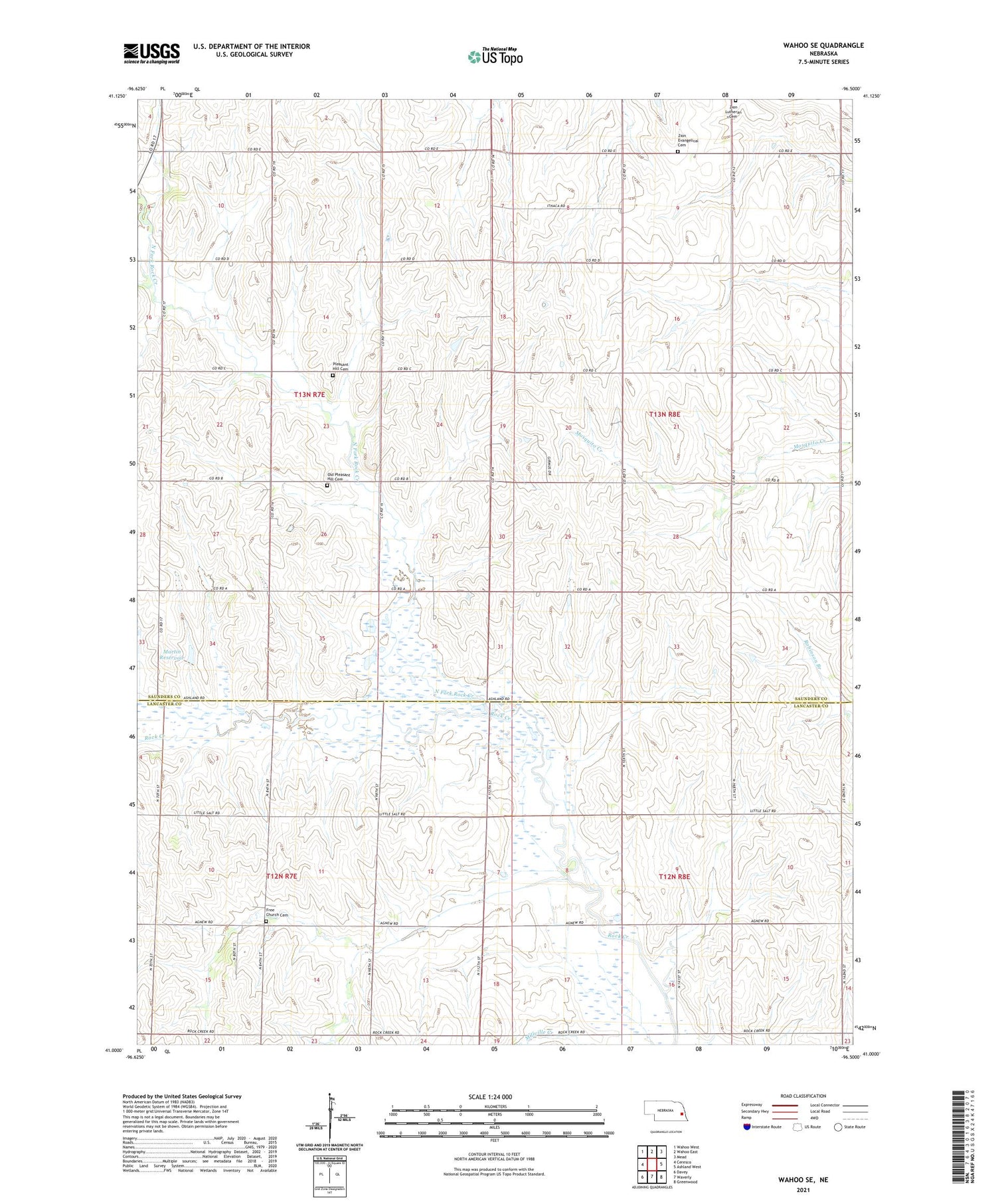 Wahoo SE Nebraska US Topo Map Image