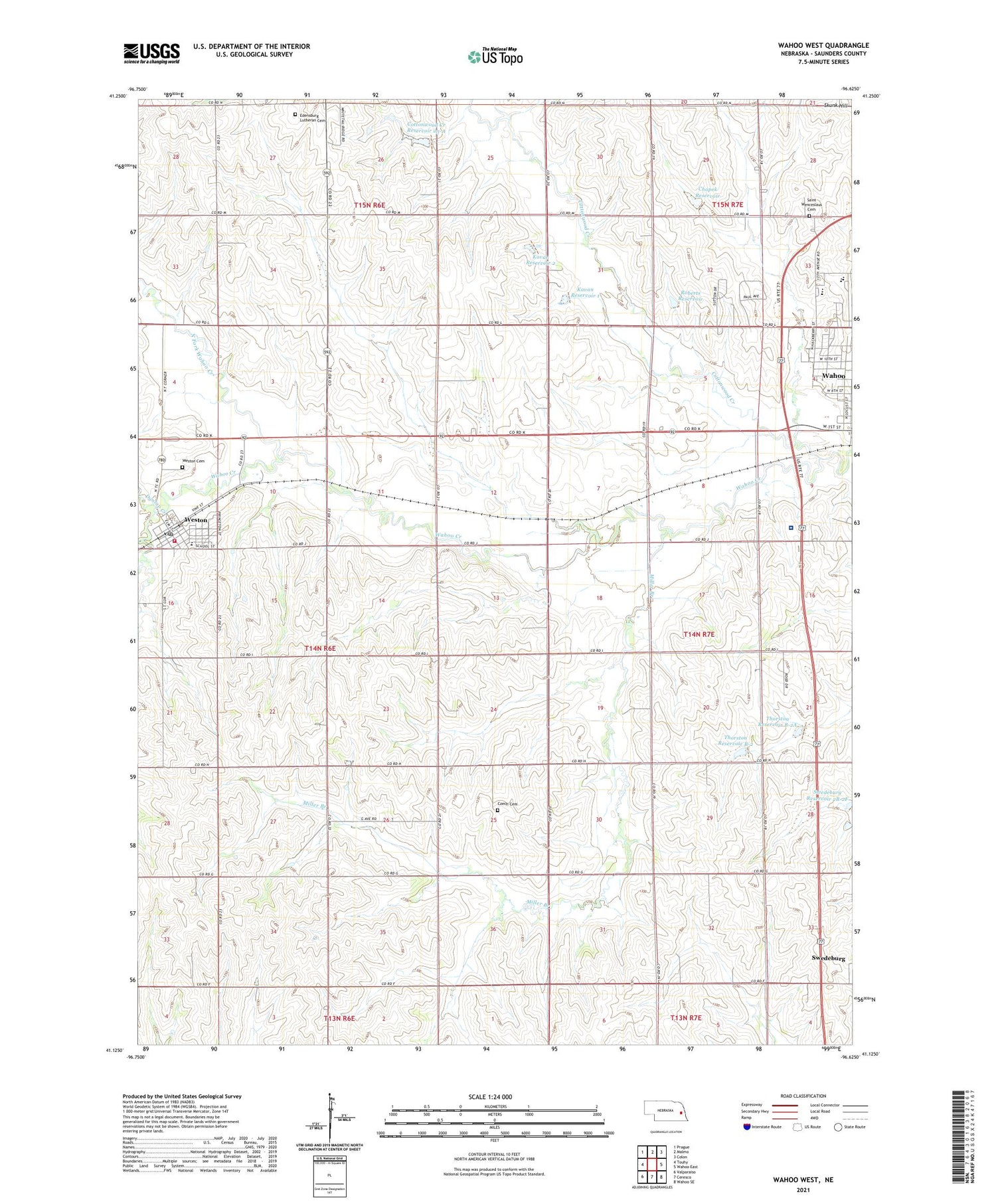 Wahoo West Nebraska US Topo Map Image