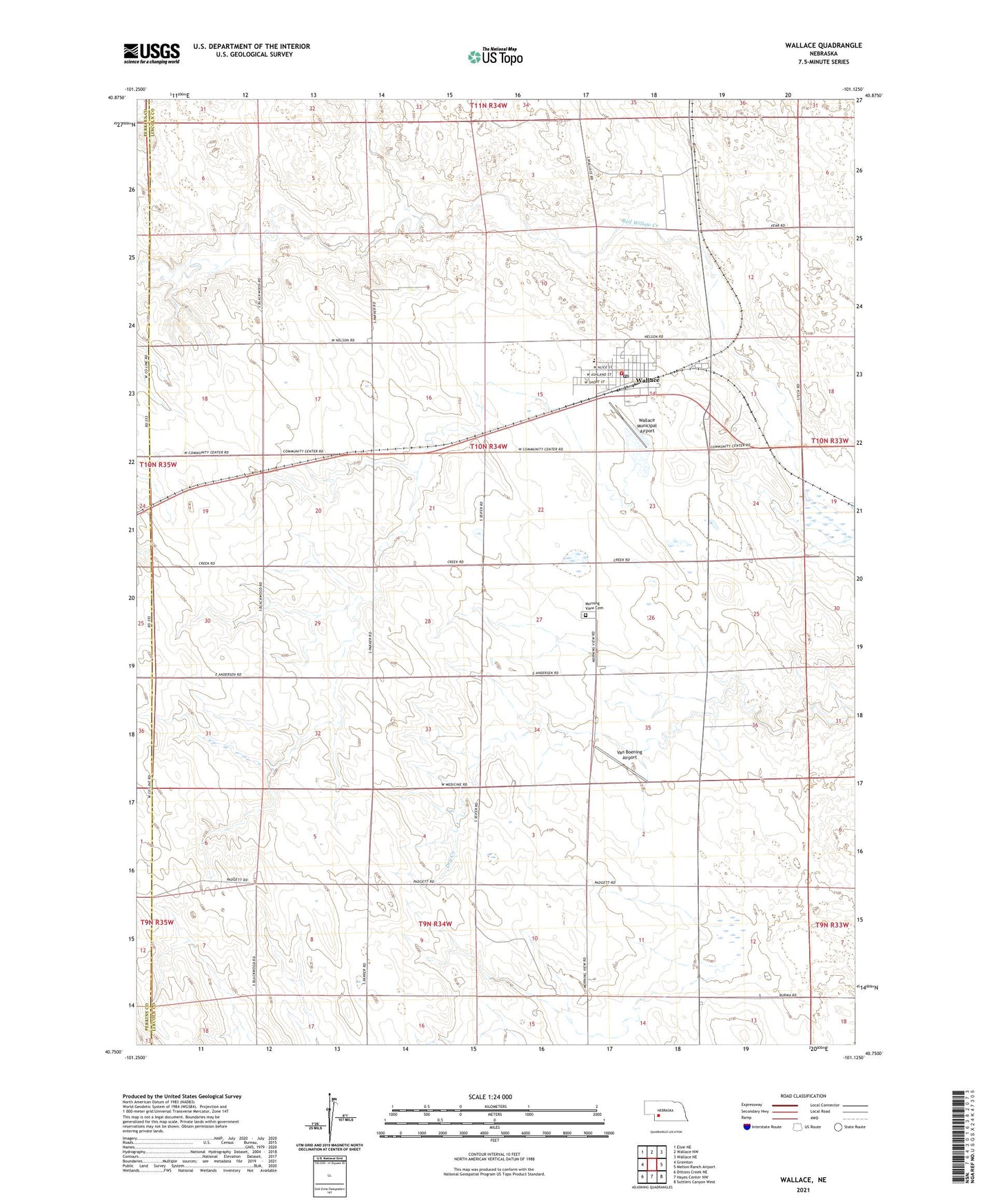 Wallace Nebraska US Topo Map Image