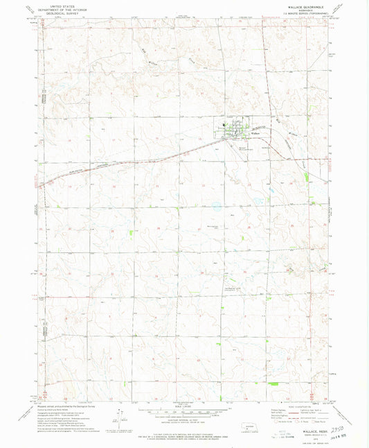Classic USGS Wallace Nebraska 7.5'x7.5' Topo Map Image