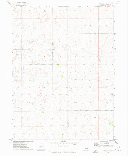 Classic USGS Wallace NE Nebraska 7.5'x7.5' Topo Map Image