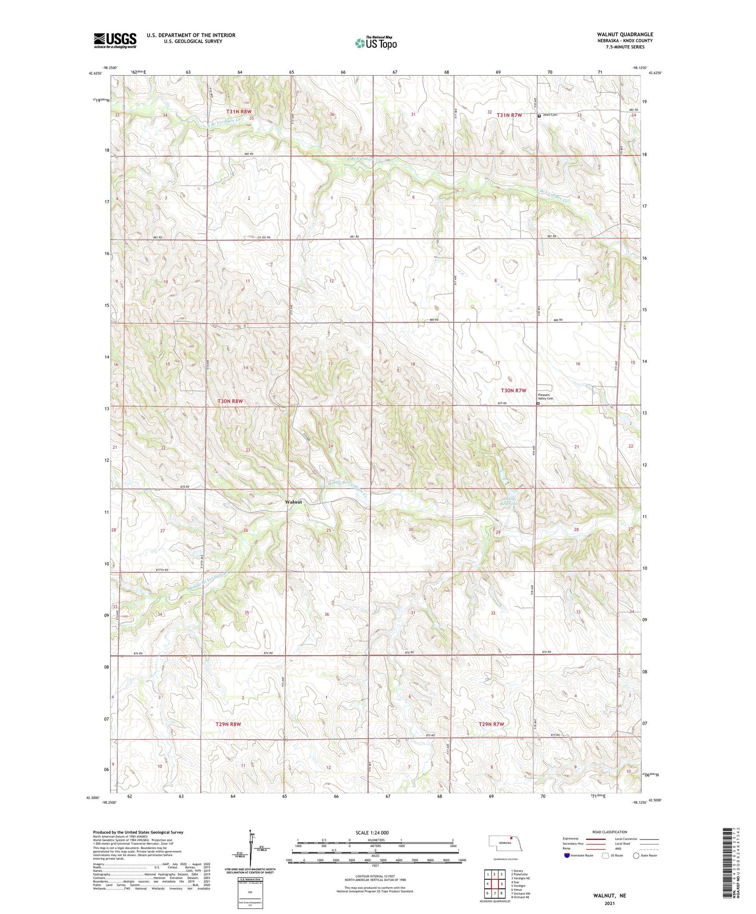 Walnut Nebraska US Topo Map Image