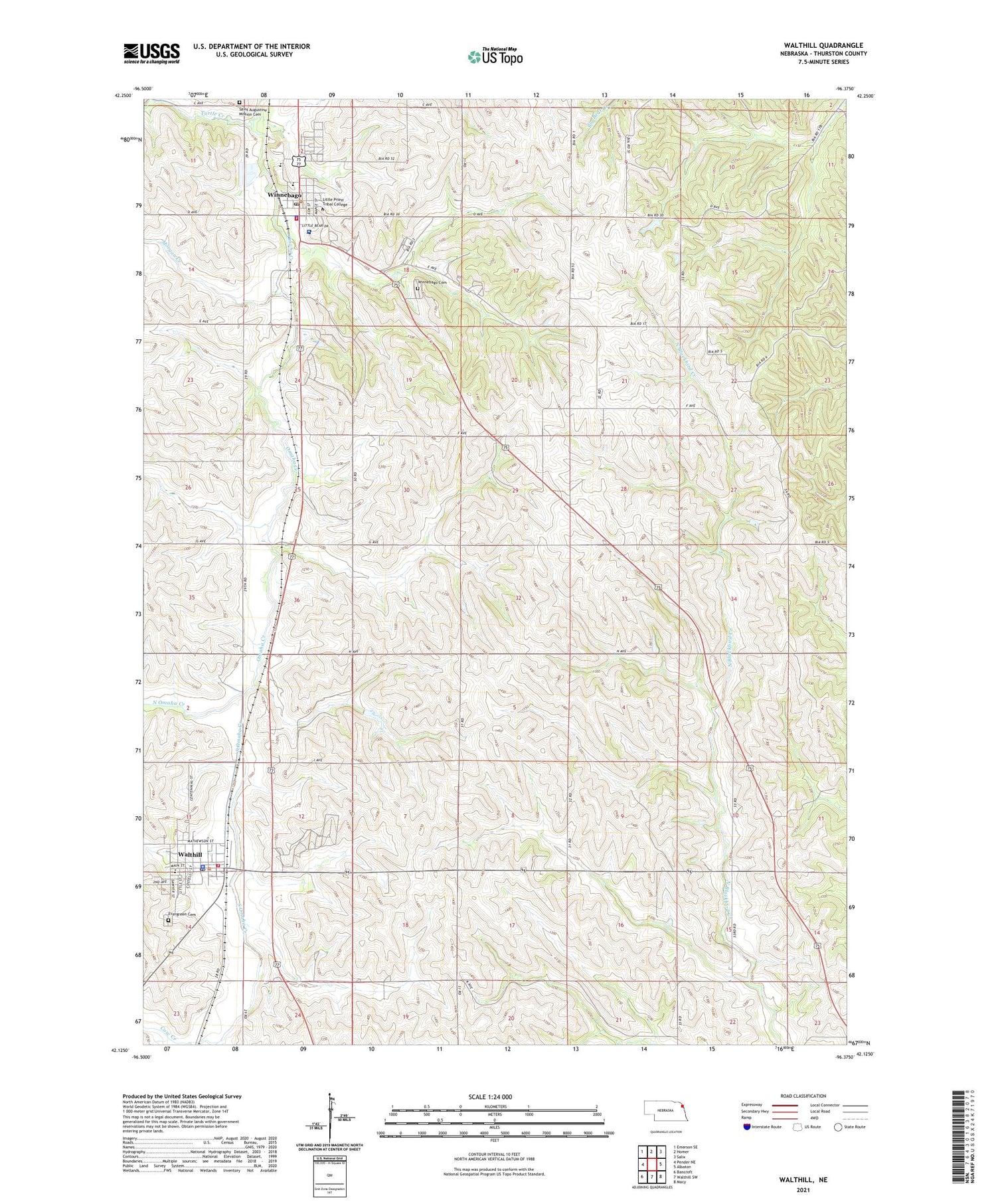 Walthill Nebraska US Topo Map Image