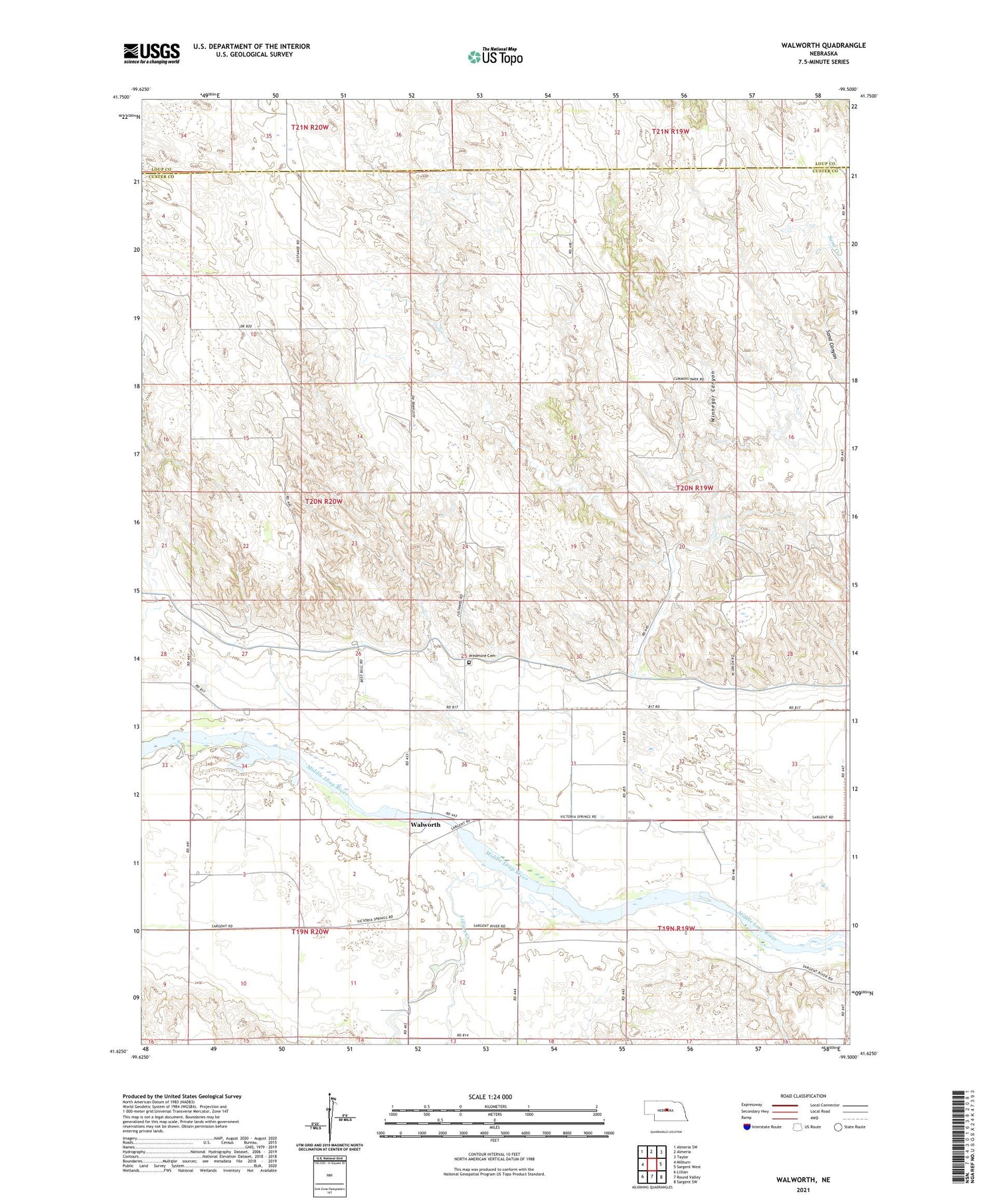 Walworth Nebraska US Topo Map Image