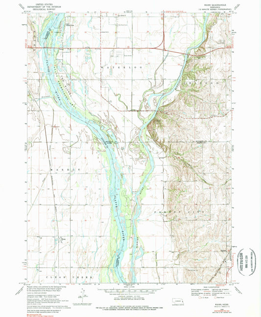 Classic USGS Wann Nebraska 7.5'x7.5' Topo Map Image