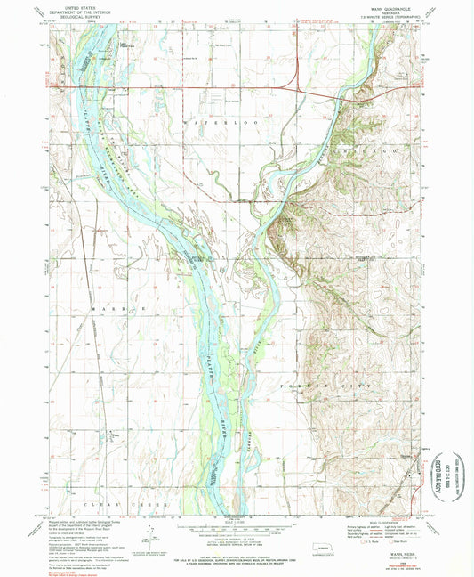 Classic USGS Wann Nebraska 7.5'x7.5' Topo Map Image