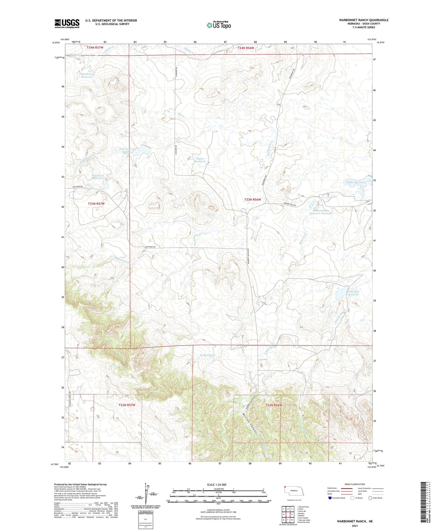 Warbonnet Ranch Nebraska US Topo Map Image