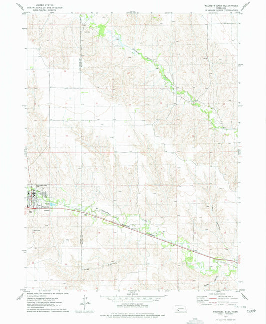 Classic USGS Wauneta East Nebraska 7.5'x7.5' Topo Map Image