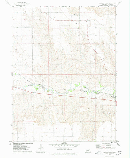 Classic USGS Wauneta West Nebraska 7.5'x7.5' Topo Map Image