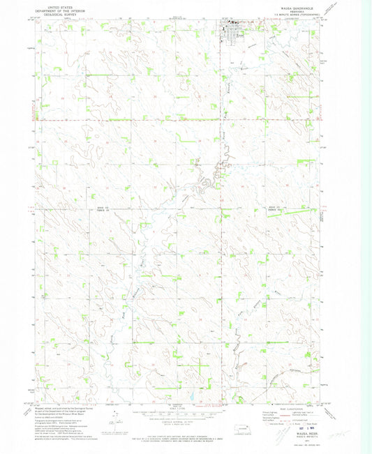 Classic USGS Wausa Nebraska 7.5'x7.5' Topo Map Image