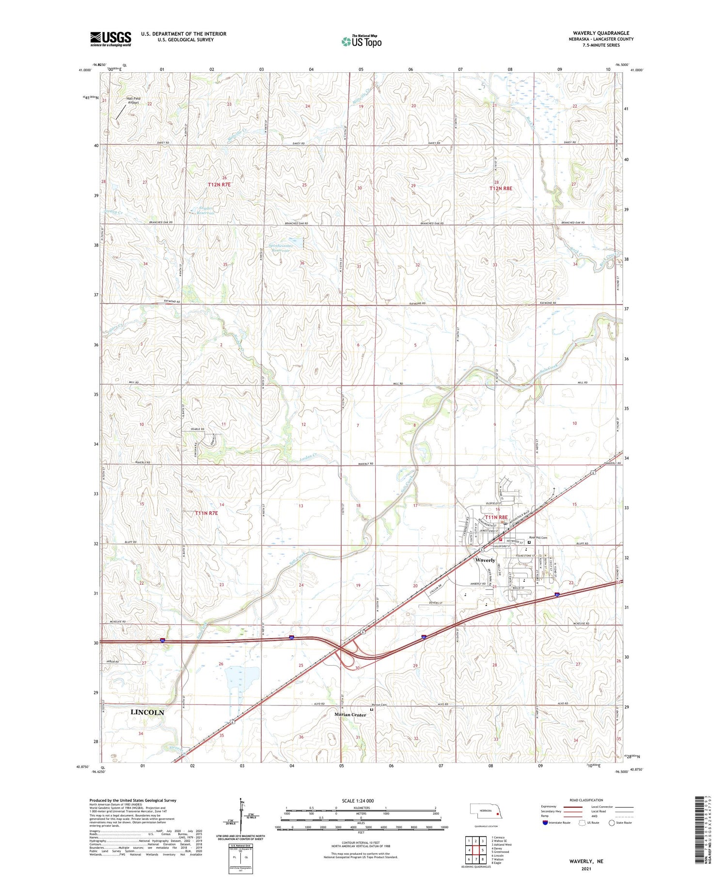 Waverly Nebraska US Topo Map Image