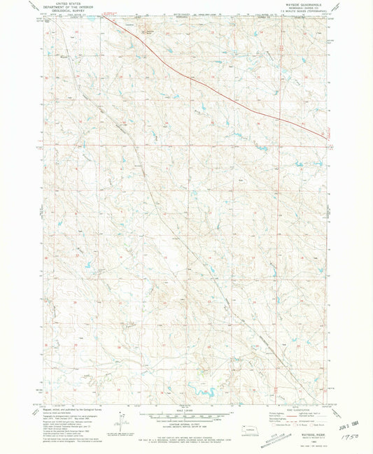 Classic USGS Wayside Nebraska 7.5'x7.5' Topo Map Image