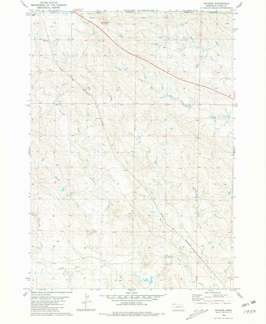 Classic USGS Wayside Nebraska 7.5'x7.5' Topo Map Image