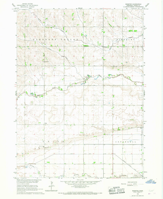 Classic USGS Webster Nebraska 7.5'x7.5' Topo Map Image