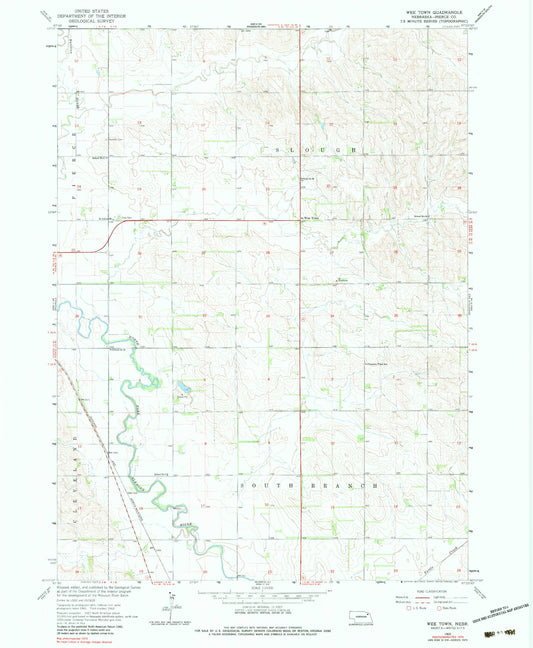 Classic USGS Wee Town Nebraska 7.5'x7.5' Topo Map Image