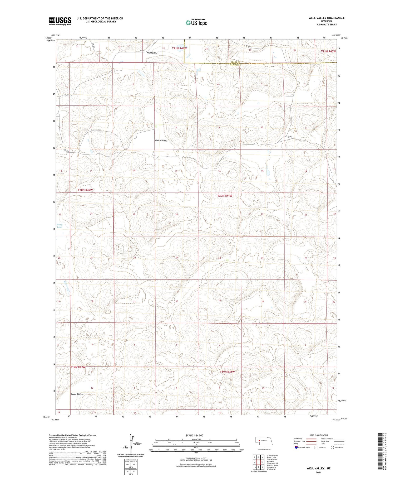 Well Valley Nebraska US Topo Map Image