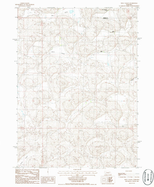 Classic USGS Well Valley Nebraska 7.5'x7.5' Topo Map Image