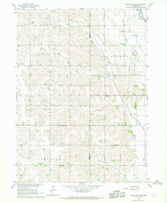 Classic USGS West Point NE Nebraska 7.5'x7.5' Topo Map Image