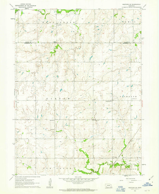 Classic USGS Western SE Nebraska 7.5'x7.5' Topo Map Image