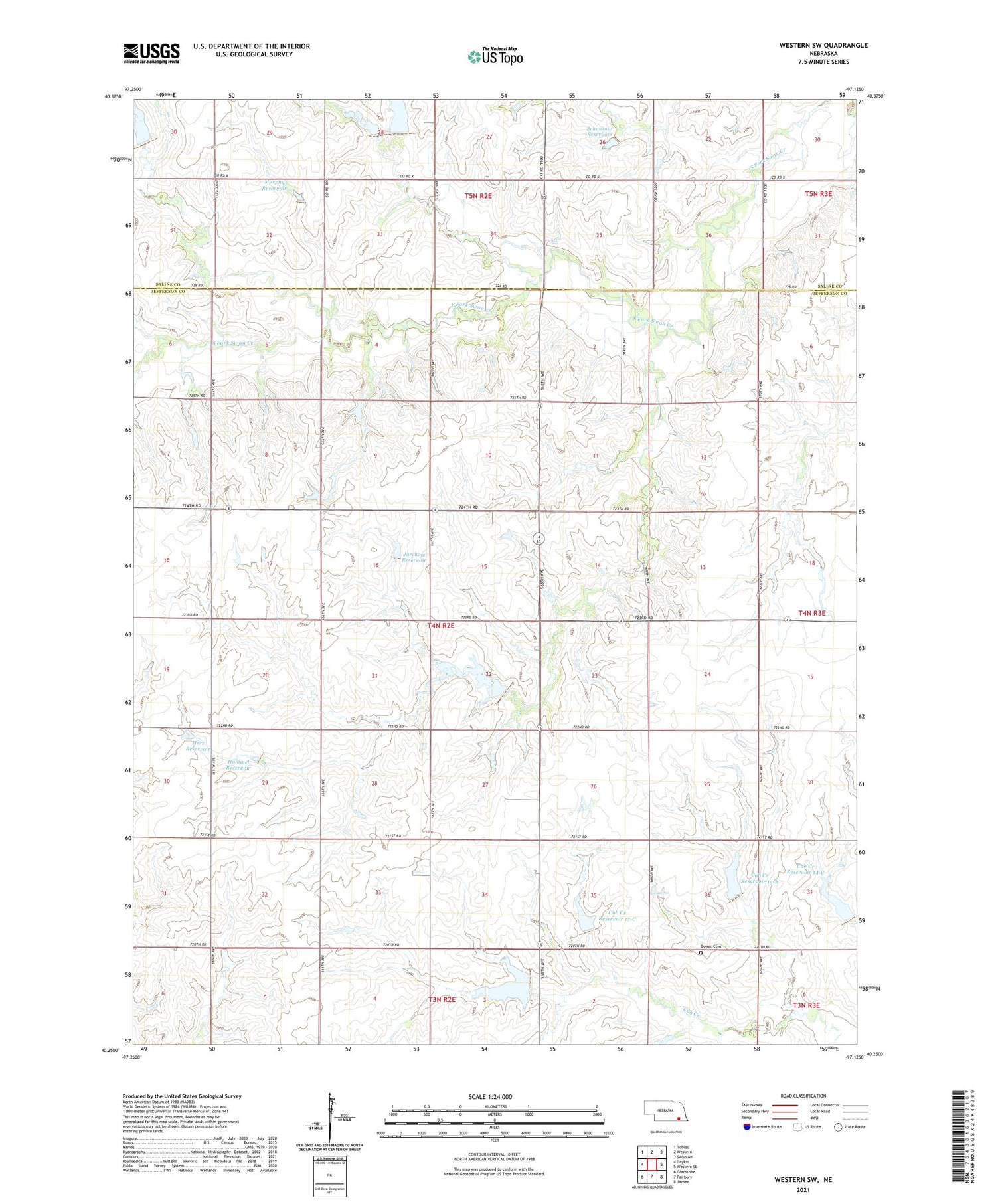 Western SW Nebraska US Topo Map Image