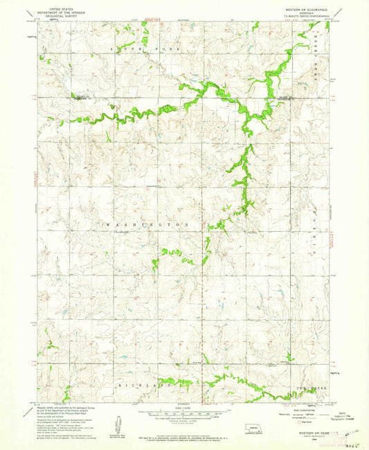 Classic USGS Western SW Nebraska 7.5'x7.5' Topo Map Image