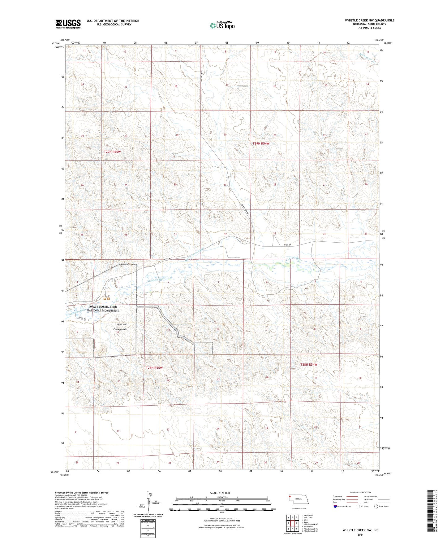 Whistle Creek NW Nebraska US Topo Map Image