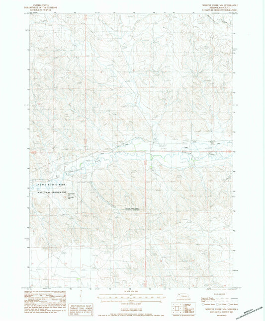 Classic USGS Whistle Creek NW Nebraska 7.5'x7.5' Topo Map Image