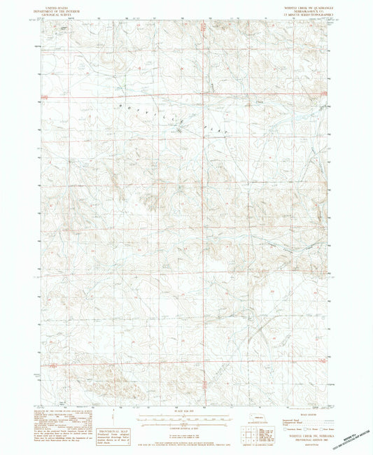 Classic USGS Whistle Creek SW Nebraska 7.5'x7.5' Topo Map Image