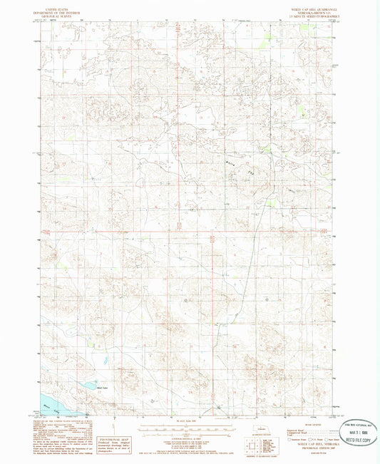 Classic USGS White Cap Hill Nebraska 7.5'x7.5' Topo Map Image