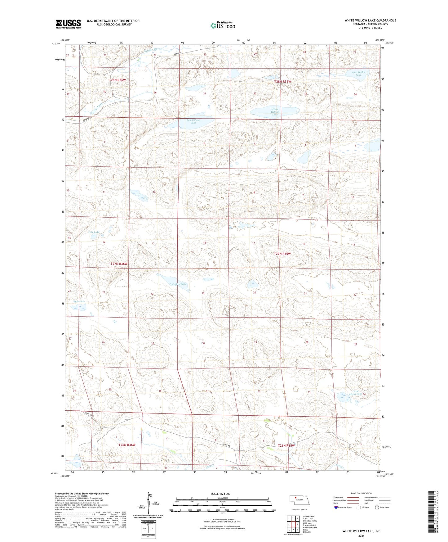 White Willow Lake Nebraska US Topo Map Image