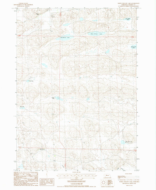 Classic USGS White Willow Lake Nebraska 7.5'x7.5' Topo Map Image