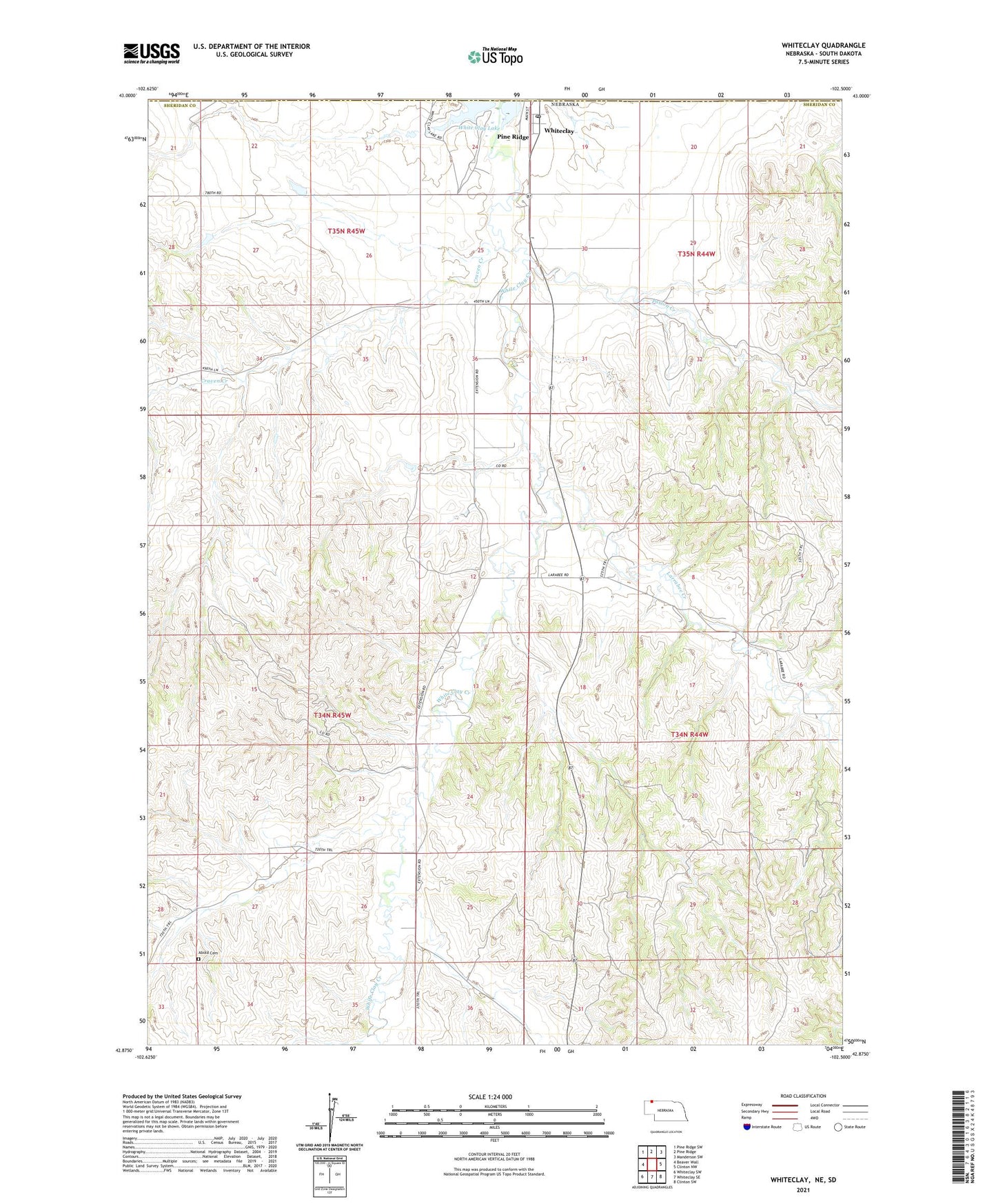 Whiteclay Nebraska US Topo Map Image